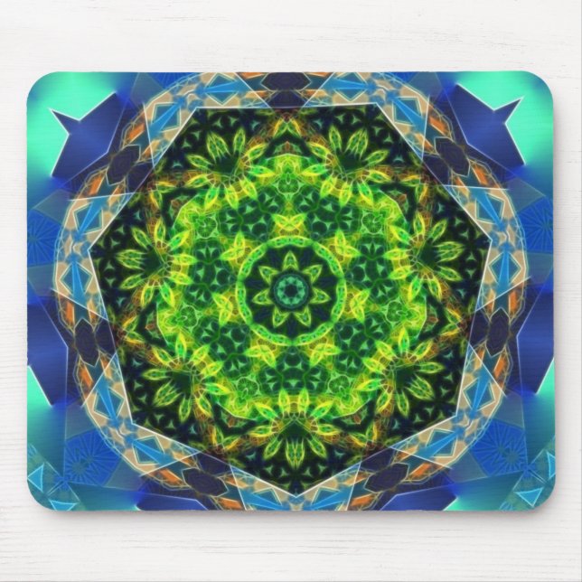 Tapis De Souris Mandala géométrique Mousepad de cercle vert de (Devant)