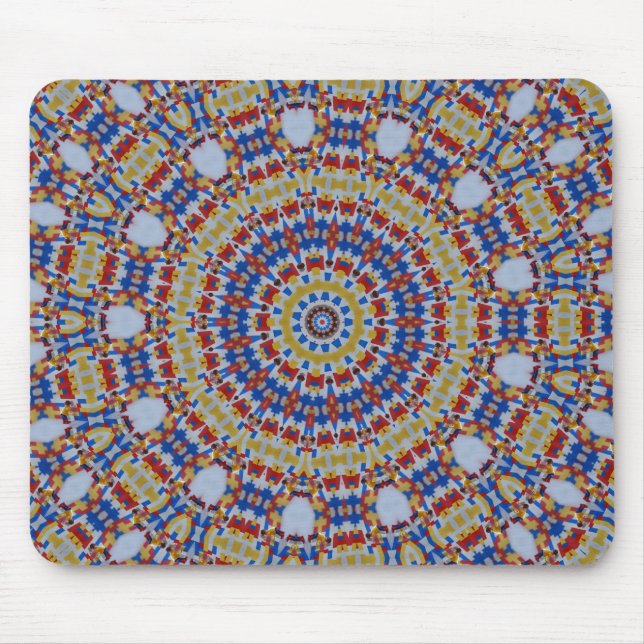 Tapis De Souris Mandala jaune bleu (Devant)
