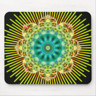 Tapis De Souris Mandala jaune vert   noir