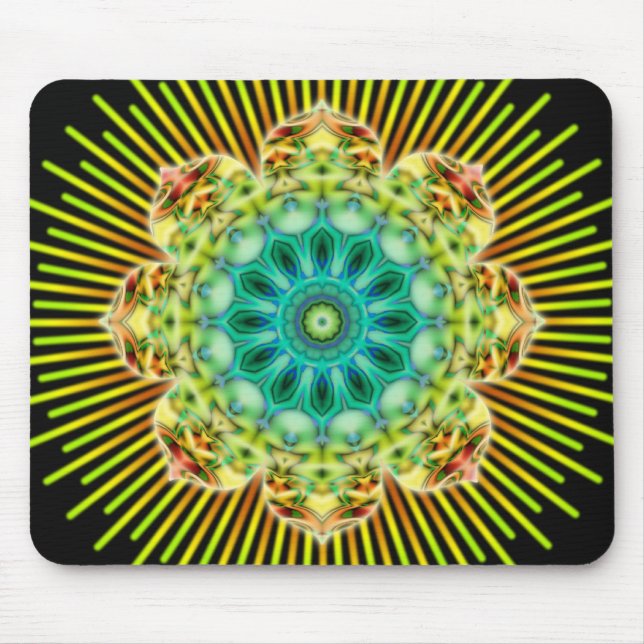 Tapis De Souris Mandala jaune vert | noir (Devant)