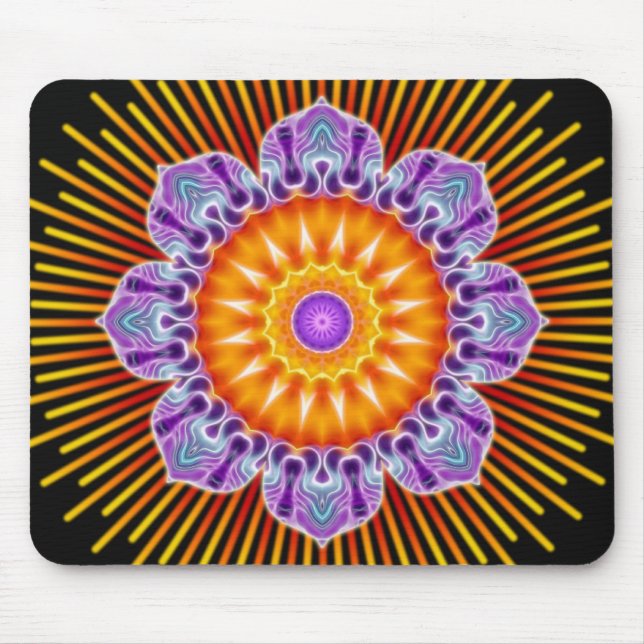 Tapis De Souris Mandala jaune violet noir (Devant)