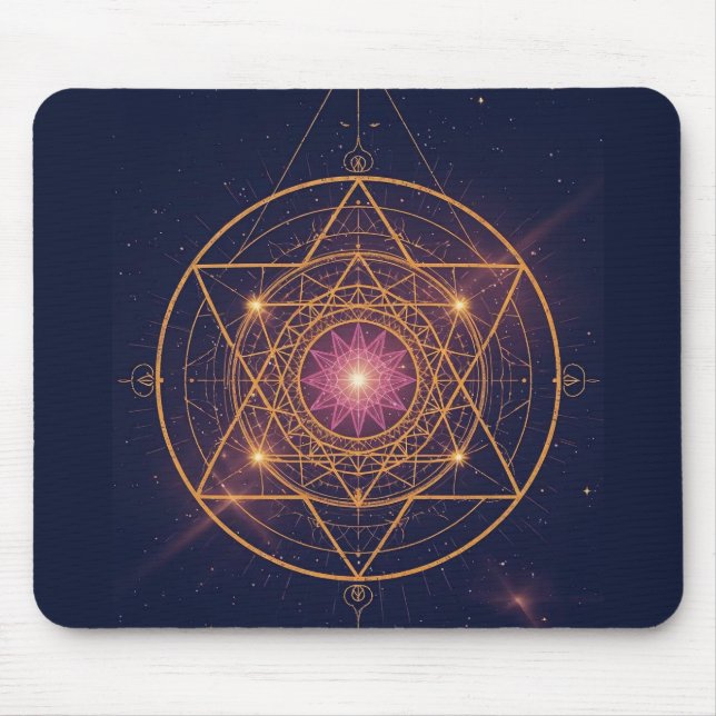 Tapis De Souris Mandala Lumineux de l'Harmonie Dorée (Devant)