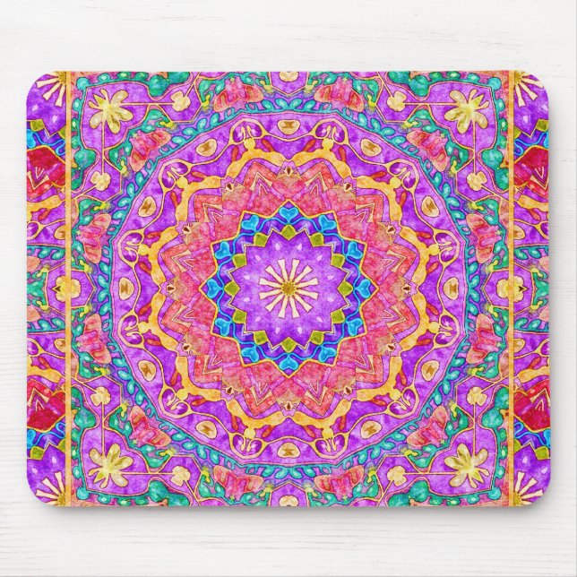 Tapis De Souris Mandala lumineux Mousepad d'aquarelle de l'Inde (Devant)