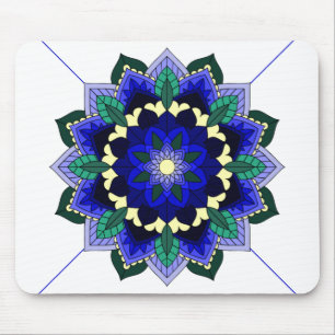 Tapis De Souris Mandala Motif 02 en bleu foncé Pad de souris