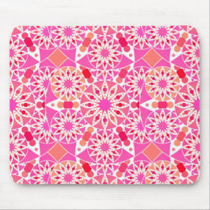 Tapis De Souris Mandala motif, tons rose et corail