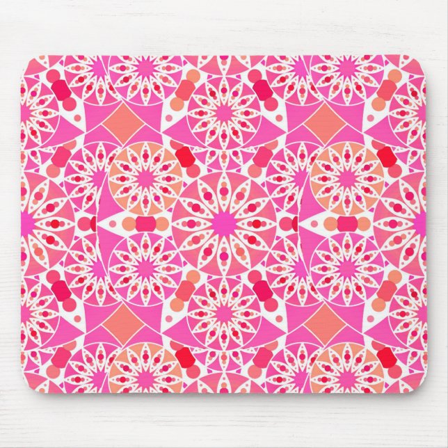 Tapis De Souris Mandala motif, tons rose et corail (Devant)