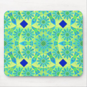 Tapis De Souris Mandala motif, turquoise, bleu, vert citron