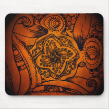 Mandala Mousepad classique, orange et noir