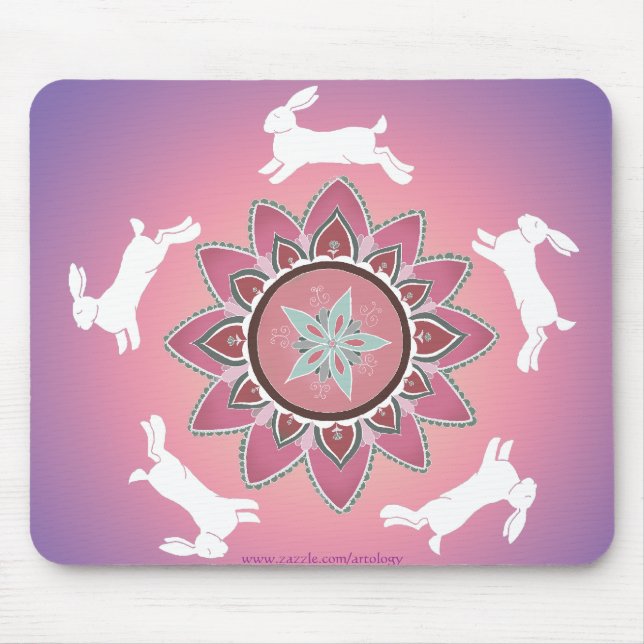 Tapis De Souris Mandala Mousepad de lapin de danse (Devant)