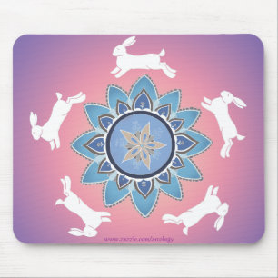 Tapis De Souris Mandala Mousepad (Teal) de lapin de danse