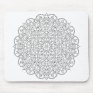 Tapis De Souris Mandala noir et blanc, couleur possible