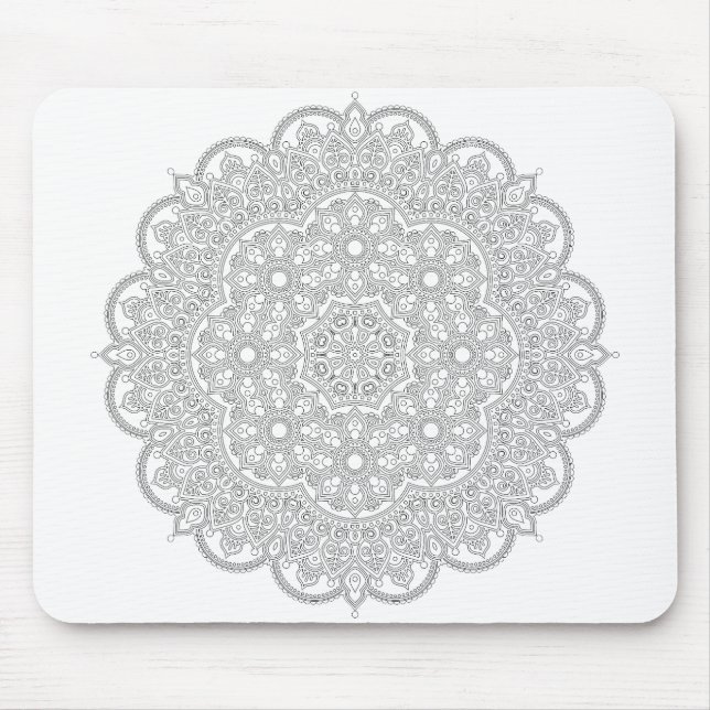 Tapis De Souris Mandala noir et blanc, couleur possible (Devant)