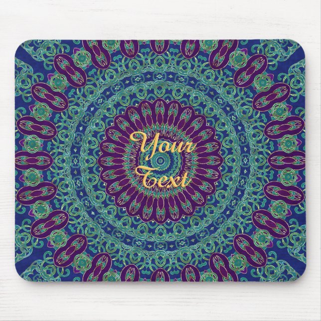 Tapis De Souris Mandala pourpre, bleu et vert (Devant)