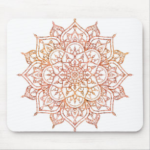 Tapis De Souris Mandala rose et orange sur Glam blanc