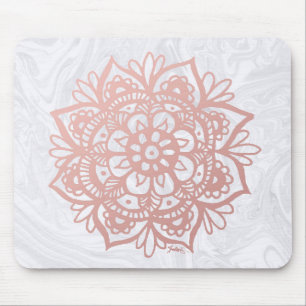 Tapis De Souris Mandala Rose Gold sur le Marbre blanc Mousepad