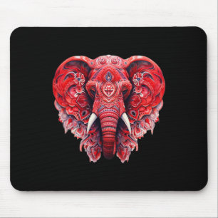 Tapis De Souris Mandala rouge Aart Eléphant Tril Yoga Graphique 