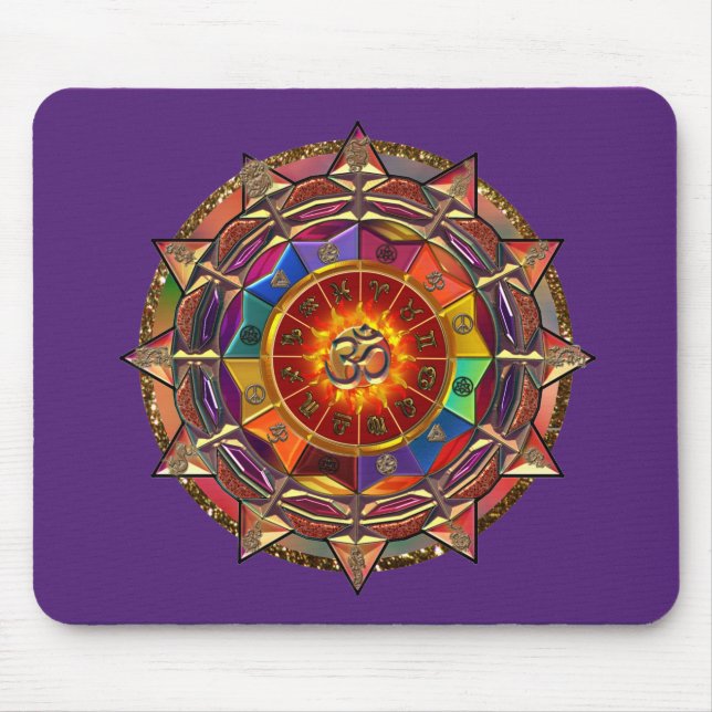 Tapis De Souris Mandala symbolique de Sun d'or (Devant)