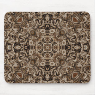 Tapis De Souris Mandala Tourbillon Brun Terreux avec Effet Bois