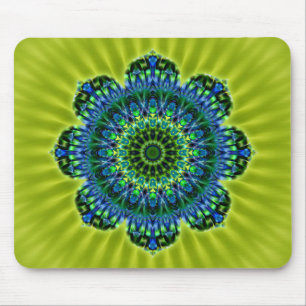 Tapis De Souris Mandala vert bleu fleur vert clair
