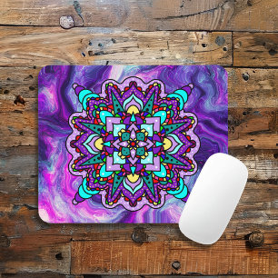 Tapis De Souris Mandala violet et noir de couleur mystique