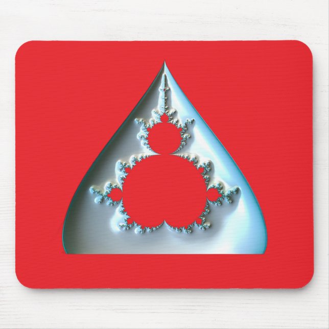 Tapis De Souris Mandelbrot argent sur fond rouge (Devant)