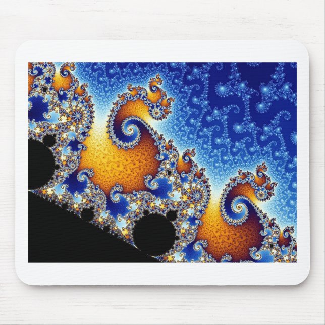 Tapis De Souris Mandelbrot bleu double spirale fractale (Devant)