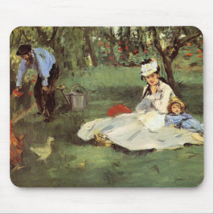 Tapis De Souris Manet Impressionniste Français Famille Jardin Pein