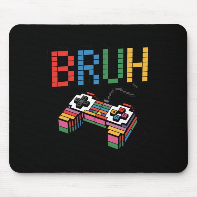 Tapis De Souris Manette de jeu Pixel Block Bruh drôle Style Rétro (Devant)