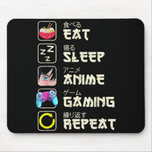 Tapis De Souris Manger Dormir Anime Jeux Répéter Joueur Hommes Ado