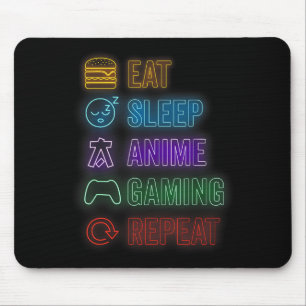 Tapis De Souris Manger Dormir Anime Jeux Répéter Joueur Hommes Ado
