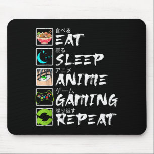 Tapis De Souris Manger Dormir Anime Jeux Répéter Joueur Hommes Ado