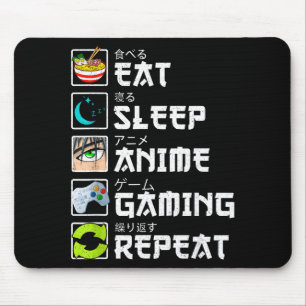 Tapis De Souris Manger Dormir Anime Jeux Répéter Kawaii Otaku Anim
