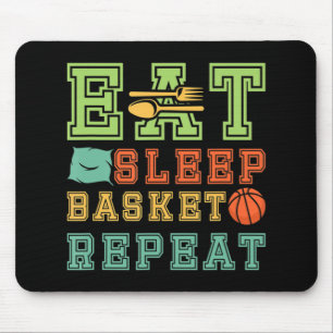 Tapis De Souris Manger. Dormir. Ballon de basket. Recommencer. Jeu