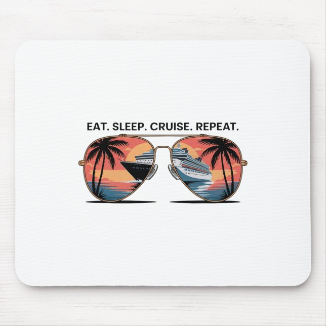 Tapis De Souris Manger Dormir Croisière Répéter Vacances Navire Oc (Devant)