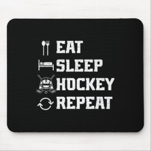 Tapis De Souris Manger Dormir Hockey Répéter Joueur de hockey sur