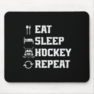 Tapis De Souris Manger Dormir Hockey Répéter Joueur de hockey sur