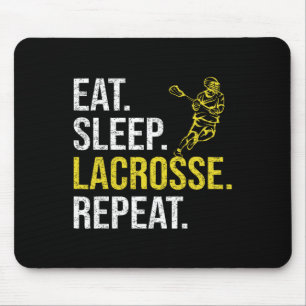 Tapis De Souris Manger Dormir Lacrosse Répéter Cadeaux Équipe Spor
