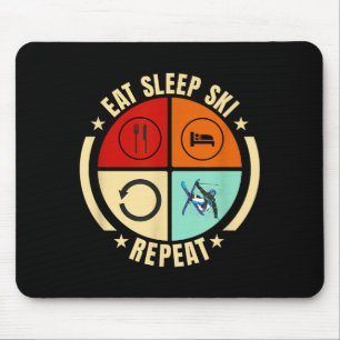 Tapis De Souris Manger dormir skier répéter design vintage de ski
