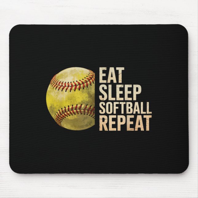 Tapis De Souris Manger Dormir Softball Répéter Drôle Joueur de Sof (Devant)