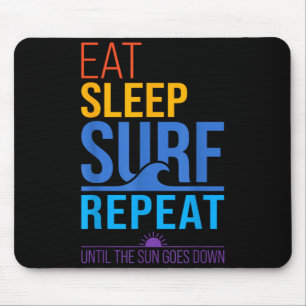 Tapis De Souris Manger dormir surfer répéter couleurs rétro couche