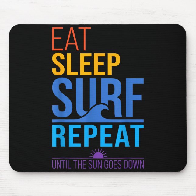 Tapis De Souris Manger dormir surfer répéter couleurs rétro couche (Devant)