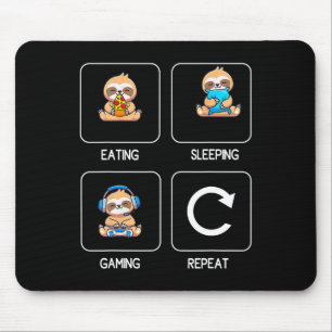 Tapis De Souris Manger Jeux Vidéo Dormir Jouer Jeux Vidéo Joueur P