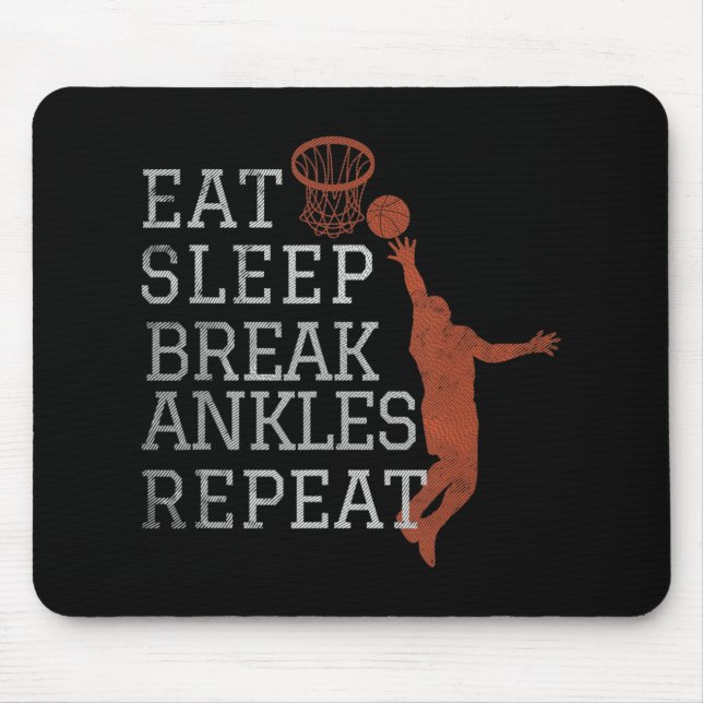Tapis De Souris Manger Sleep Break Ankles Répéter Basketball Fun (Devant)