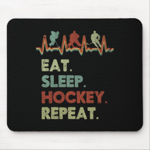 Tapis De Souris Manger Sommeil Hockey Répéter Style de vie Focus