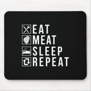 Tapis De Souris Manger Viande Dormir Répéter Bbq Grill Beef Premiu