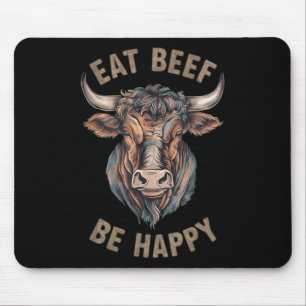 Tapis De Souris Mangez Du Boeuf Soyez Heureux Carnivore Viande Lov