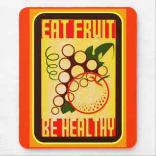 TAPIS DE SOURIS MANGEZ DU FRUIT SOIT POSTER VINTAGE SAIN