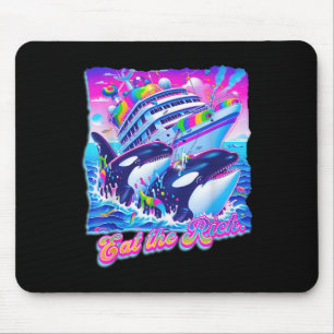 Tapis De Souris Mangez La Rich Whale 90s Orca Drôle Baleine Animal