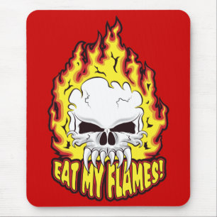 Tapis De Souris Mangez mon crâne Flames