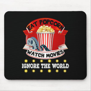 Tapis De Souris Mangez Popcorn Regarder Les Films Ignorer Le Monde